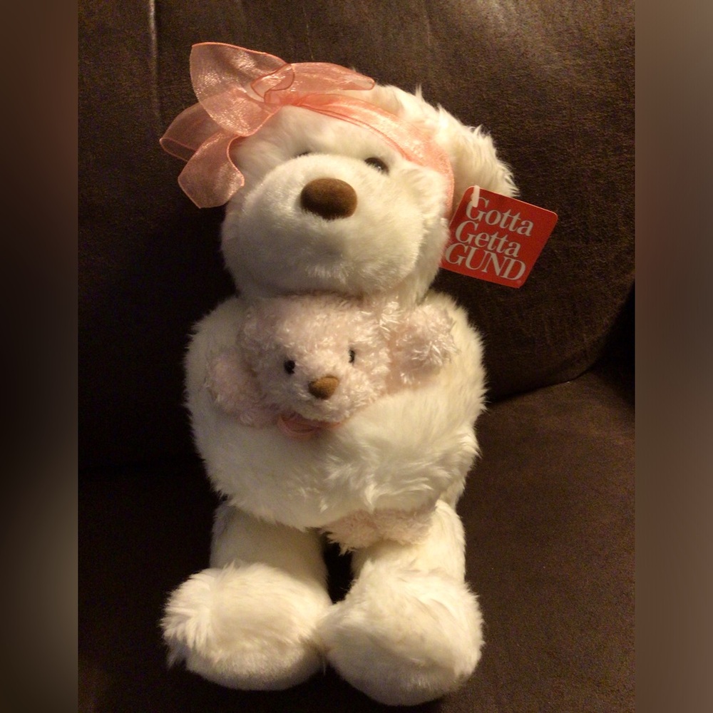 GUND Collectible “Mamma’s Love” White Teddy Bears with Pink Bows